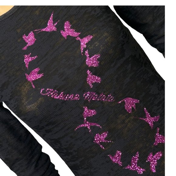 Rue 21 Women's Juniors M Black Purple Sparkle Hakuna Matata Blouse Shirt - Picture 3 of 12